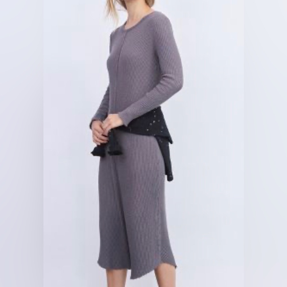 Anthropologie T.La Sasha Ribbed Dress Gray size S NWT